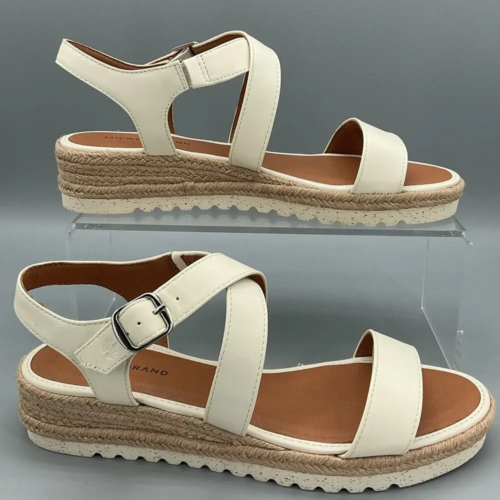 NEW Lucky Brand Women’s Trianna Strappy Platform Sandals White Size 9M